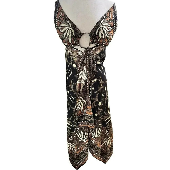 Nicole Miller Tropical Print Handkerchief 100% Silk Dress Size Medium - Picture 1 of 7